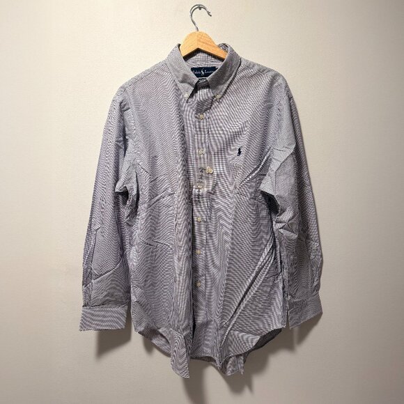Ralph Lauren Classic Fit Blue Check Button Down Shirt NWT Size 16 32/33 - Picture 1 of 5